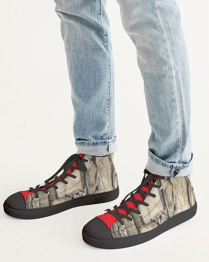 Stone red Men's High top Canvas Shoe - Black