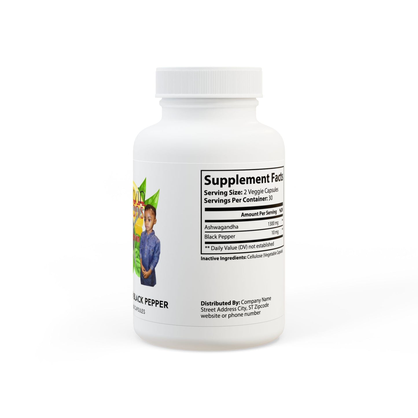 Lemon Lime Ashwagandha and Black Pepper Supplement (60 capsules)