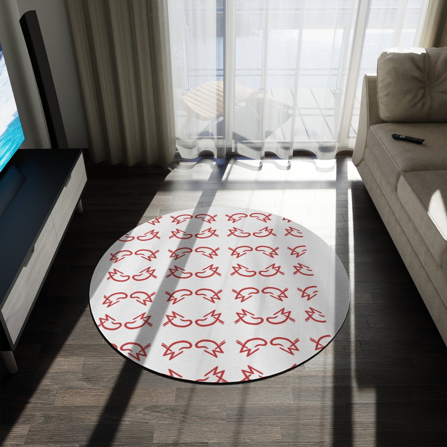 MJ Red & White Round Rug