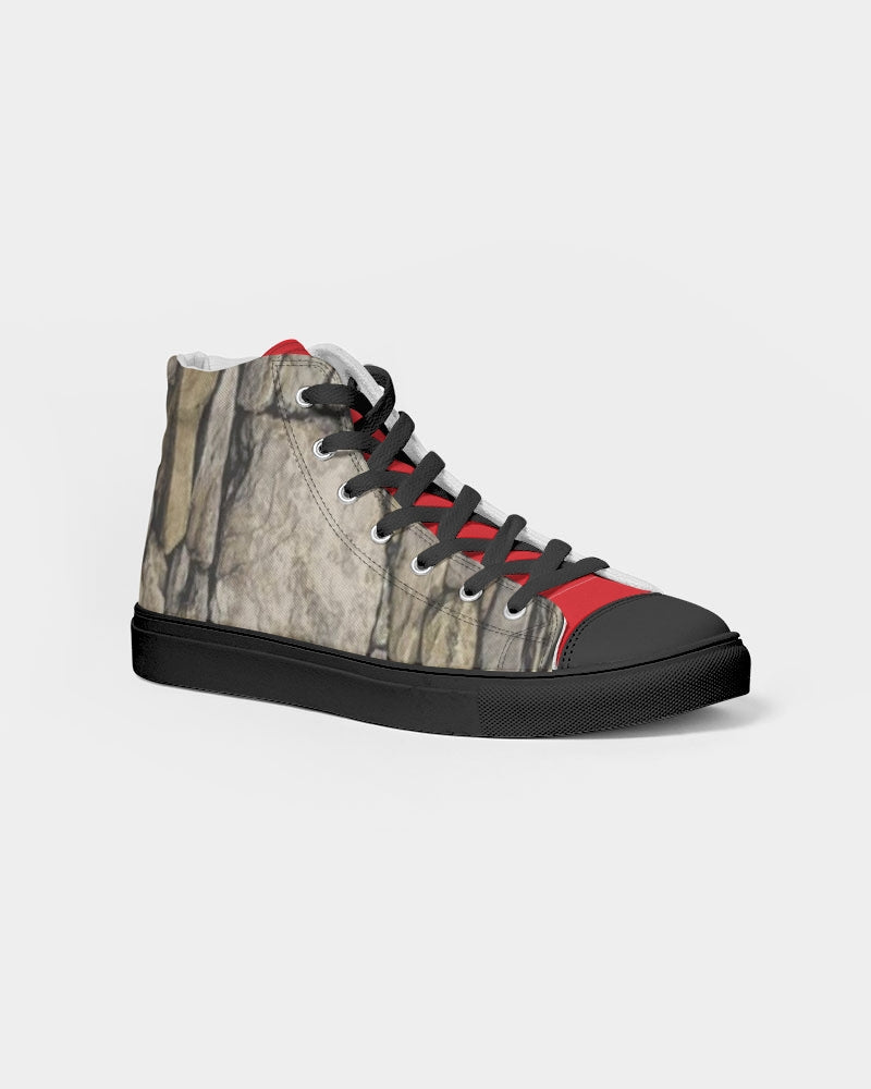 Stone red Men's High top Canvas Shoe - Black