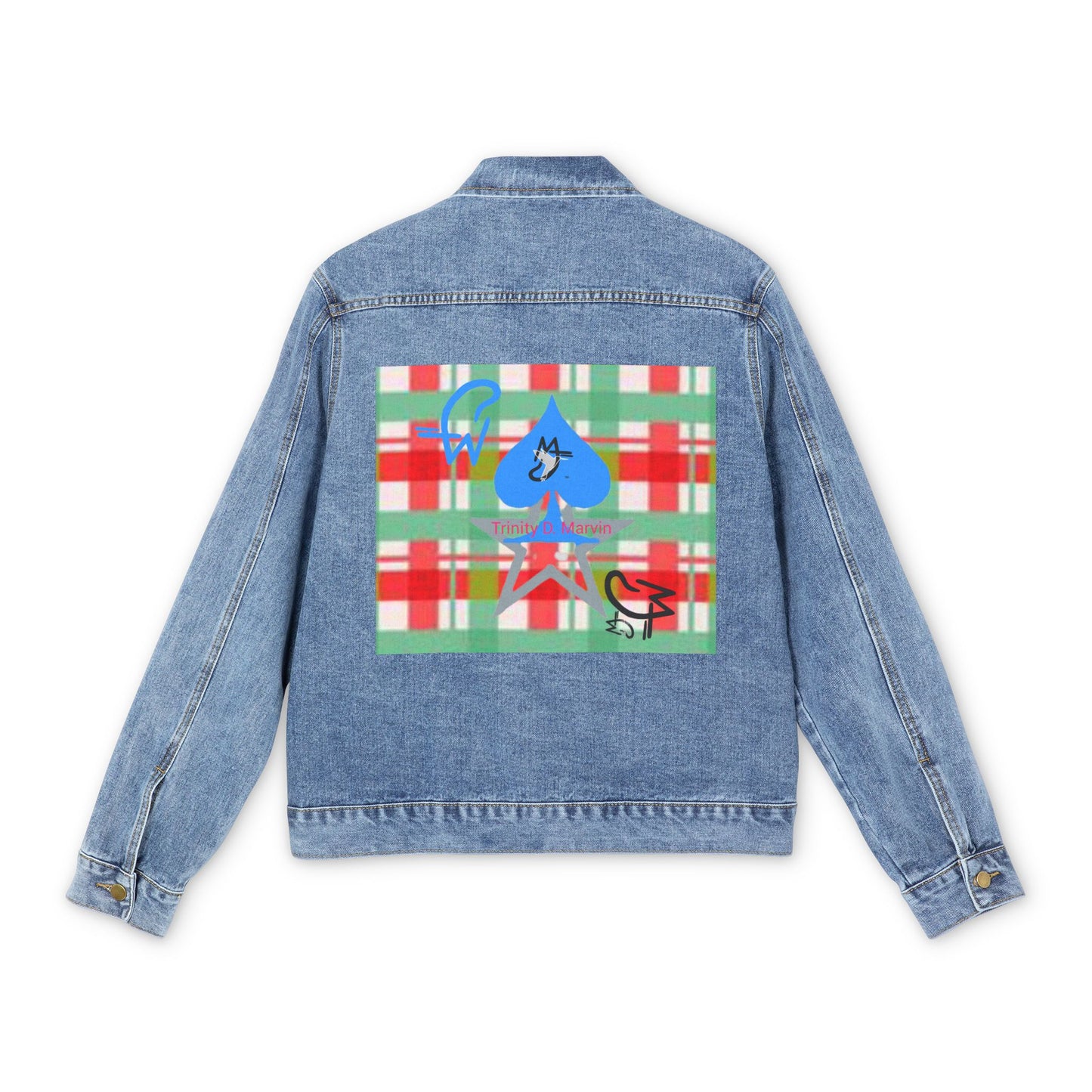 Color Grid Men's Denim Jacket