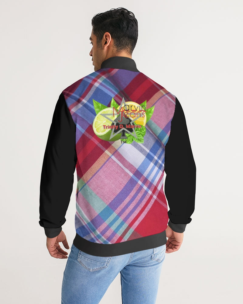 Plaids and Trinity D Marvin Men's All-Over Print Stripe Sleeve Track Jacket