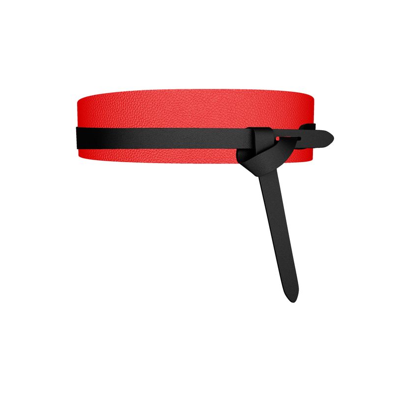 British Red Womens Leather Wrap Belt