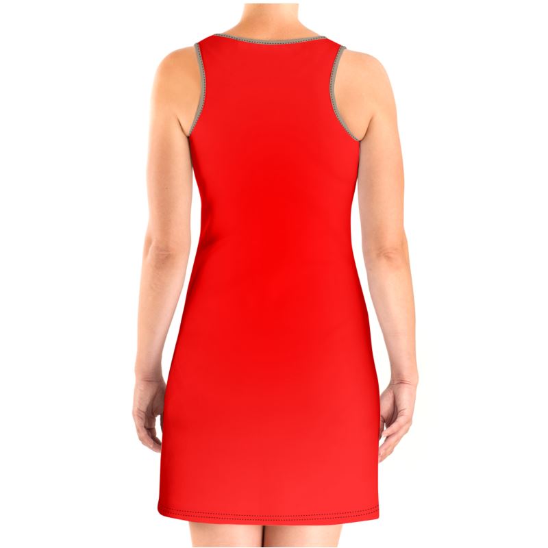 British Red Halter Dress