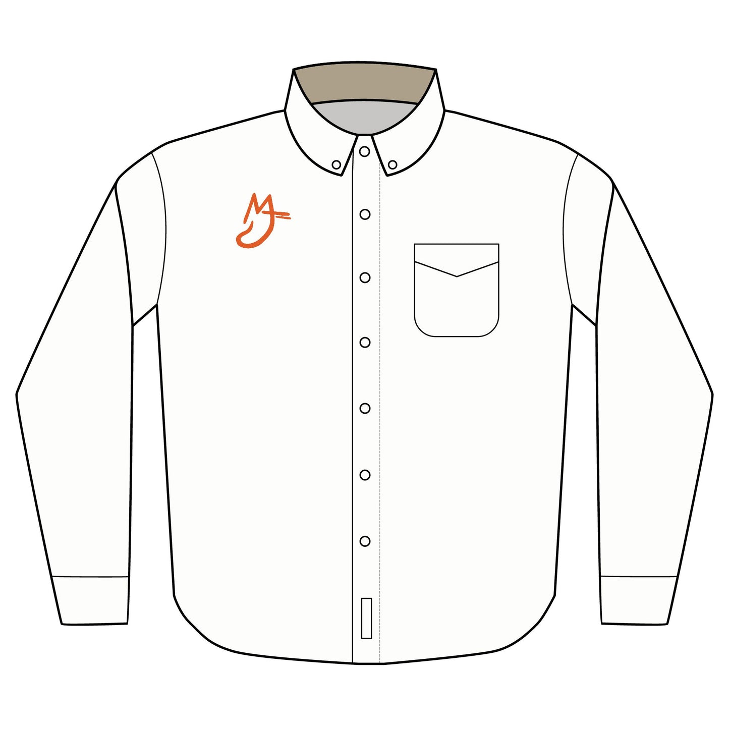 MJ orange Stylish Unisex Long Sleeve Shirt with Custom Embroidery, Casual Wear, Gift for Him/Her, Business Casual, Holiday Gift, Office Shirt
