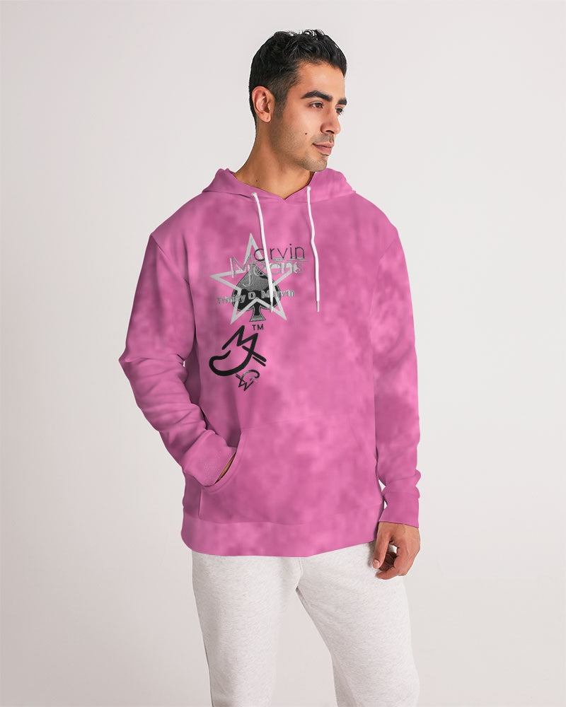 What the pink Men's All-Over Print Hoodie