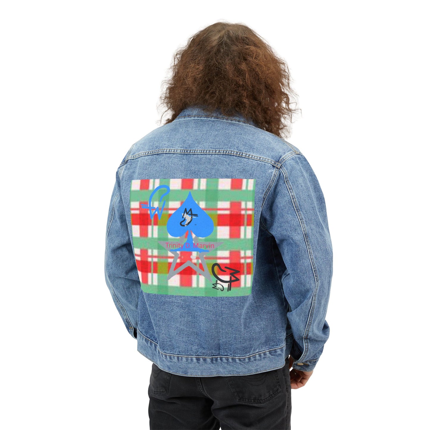 Color Grid Men's Denim Jacket
