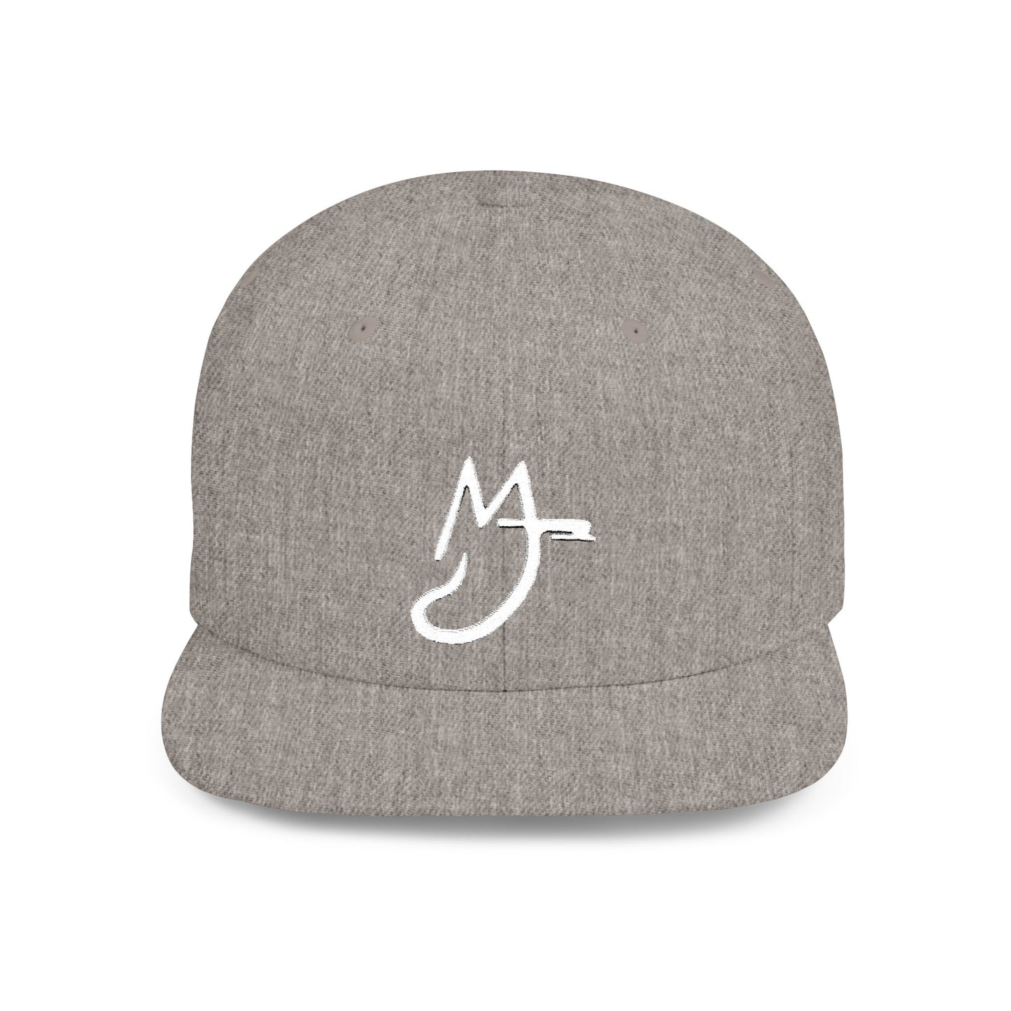 MJ white Stylish Flat Bill Snapback Hat for Everyday Wear, Embroidered Cap, Streetwear Accessory, Gift for Him/Her, Trendy Headwear