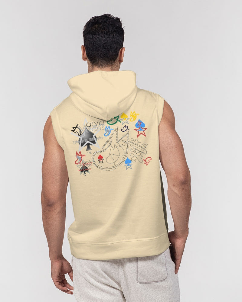 Retro mix (Wheat) Men's All-Over Print Heavyweight Sleeveless Hoodie