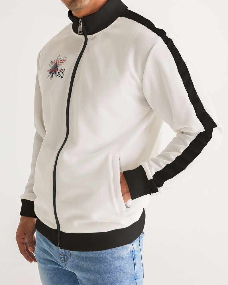 Deluxe Logo's Men's All-Over Print Stripe Sleeve Track Jacket