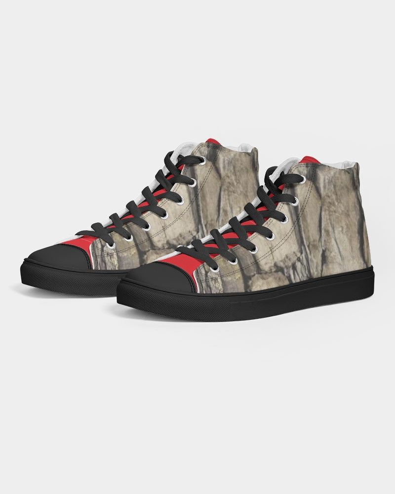 Stone red Men's High top Canvas Shoe - Black