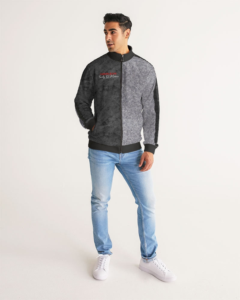 Holy Black half wool Men's All-Over Print Stripe Sleeve Track Jacket