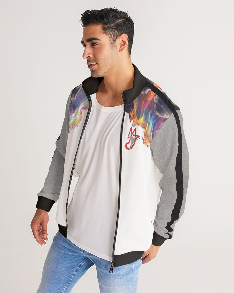 Flashing fire Men's All-Over Print Stripe Sleeve Track Jacket
