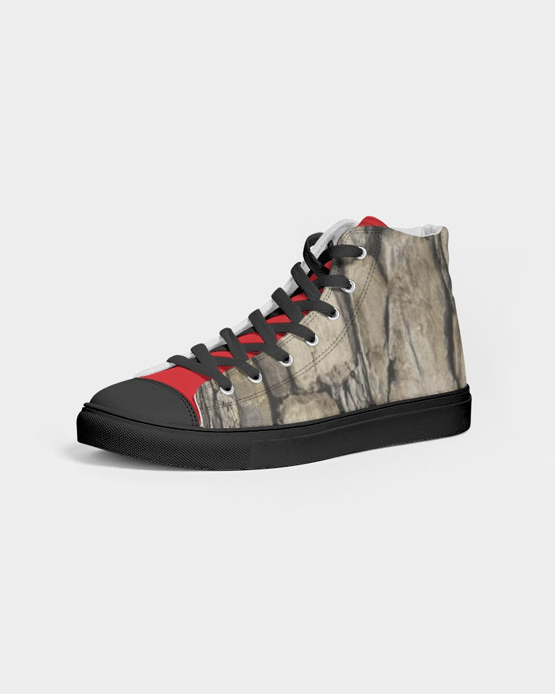 Stone red Men's High top Canvas Shoe - Black