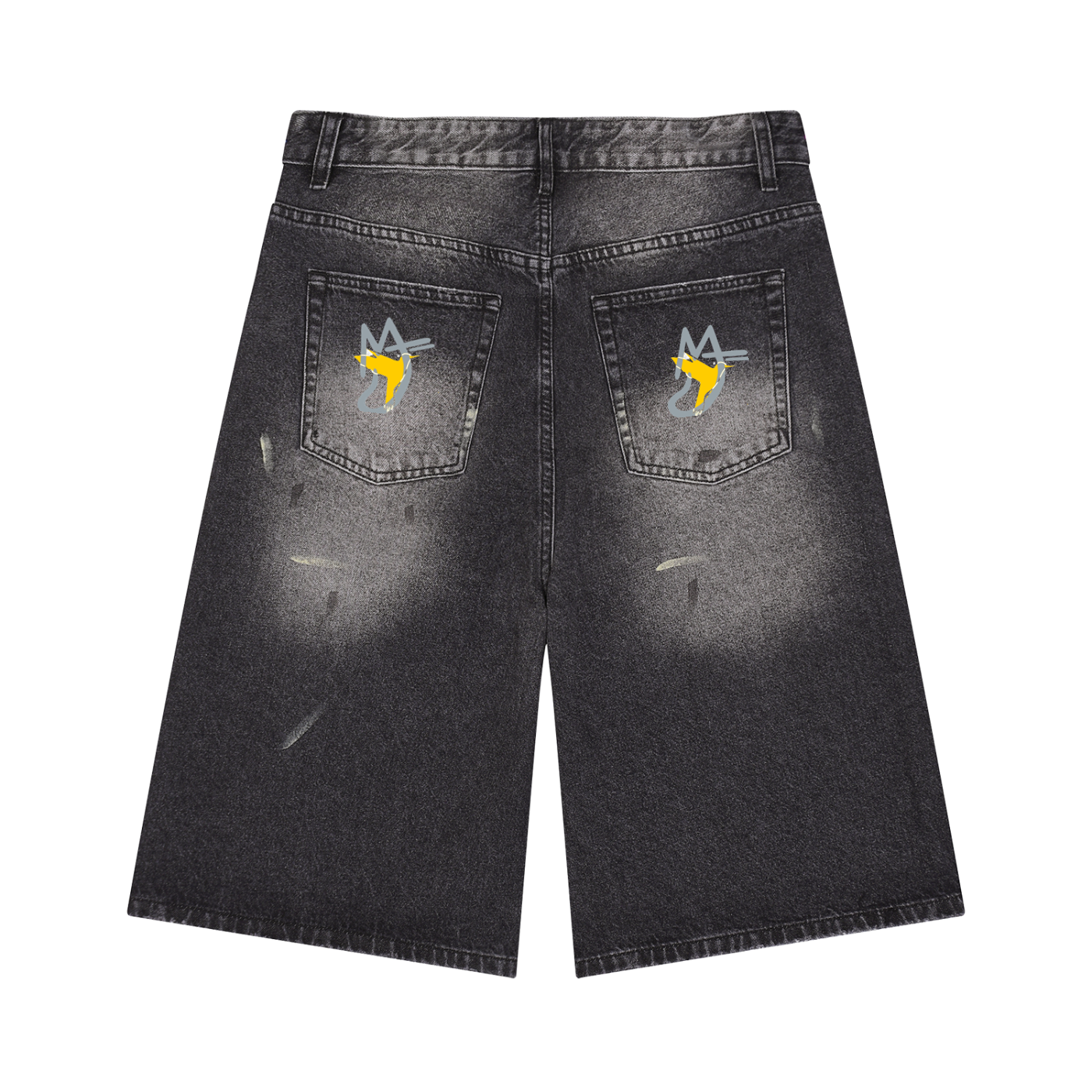 Yellow Baby Men’s Vintage Wash Wide Leg Denim Shorts