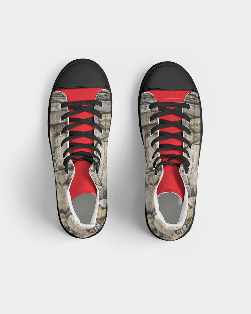 Stone red Men's High top Canvas Shoe - Black
