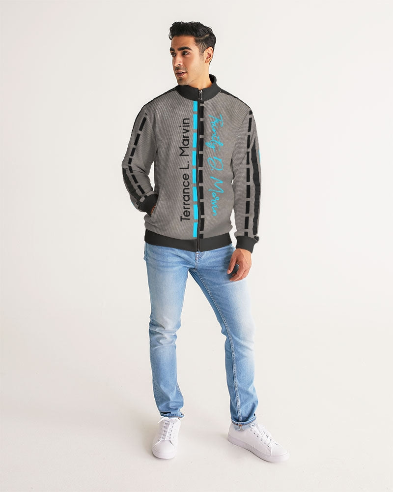Dark grid by Marvin Jeans and Trinity D Marvin Men's Stripe-Sleeve Track Jacket