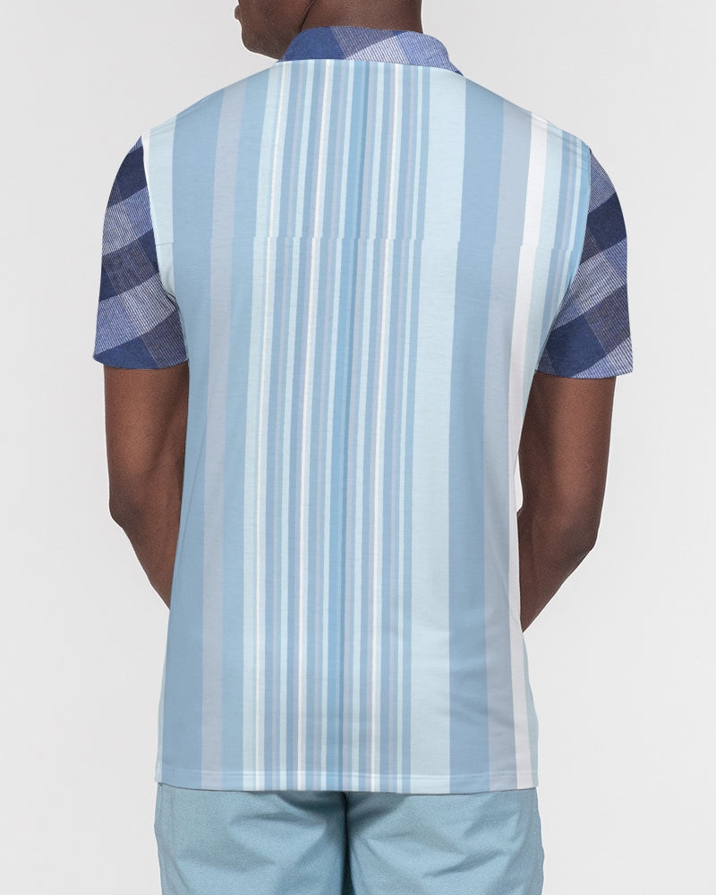 Blue stripes mix Men's Slim Fit Short Sleeve Polo