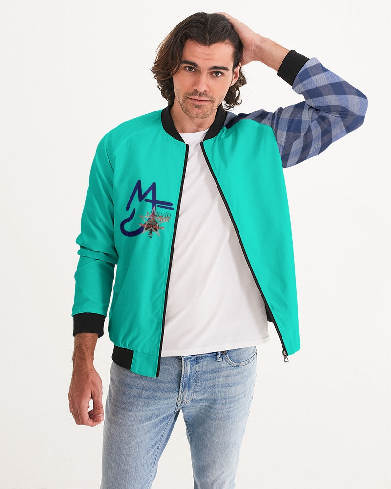Dark mint blue stripe sleeve by Marvin Jeans and Trinity D Marvin Men's Bomber Jacket
