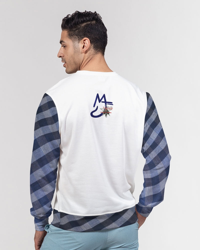 Blue stripes by Marvin Jeans and Trinity D Marvin Men's Classic French Terry Crewneck Pullover