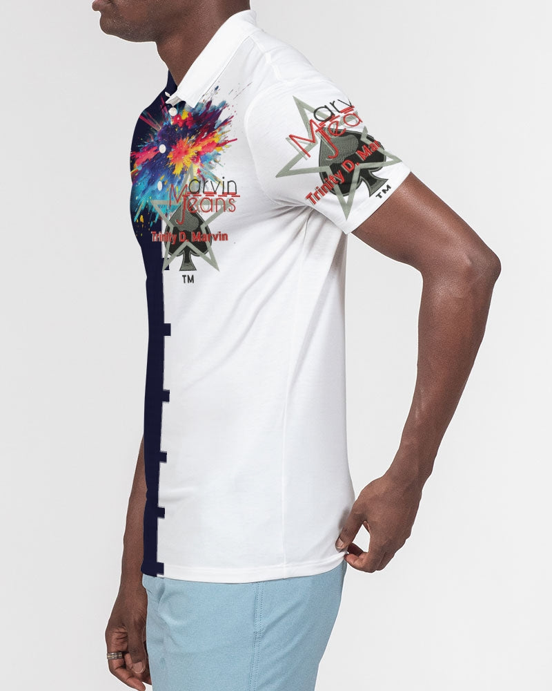 Dark splash by Marvin Jeans and Trinity D Marvin Men's Slim Fit Short Sleeve Polo