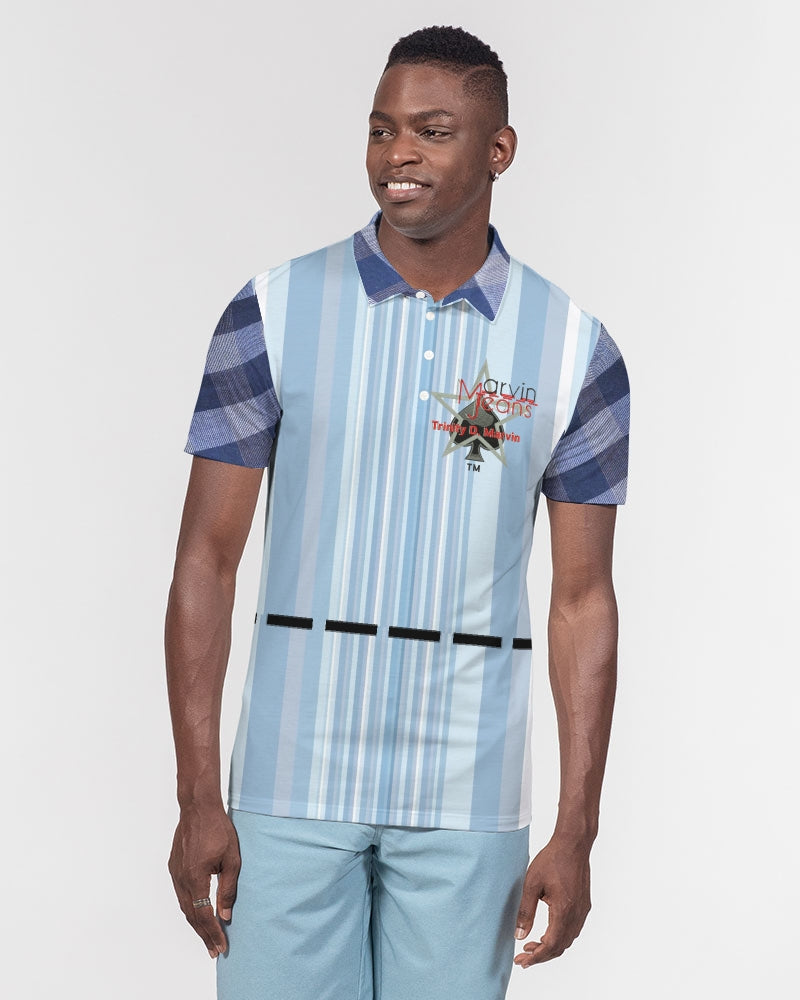 Blue stripes mix Men's Slim Fit Short Sleeve Polo