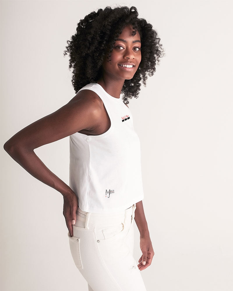 All white by Trinity D. Marvin Women's Cropped Tank