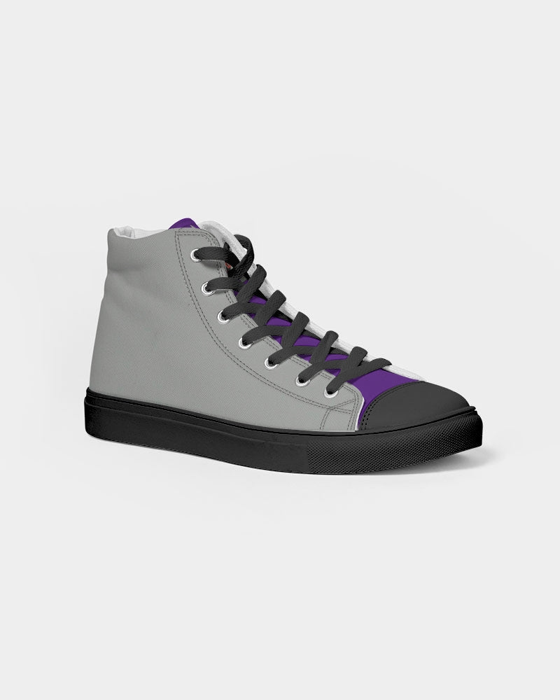 Purple light grey Men's Hightop Canvas Shoe - Black