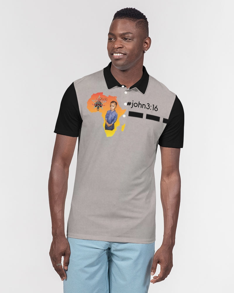 #John 3:16 light grey by Marvin Jeans and Trinity D Marvin Men's Slim Fit Short Sleeve Polo