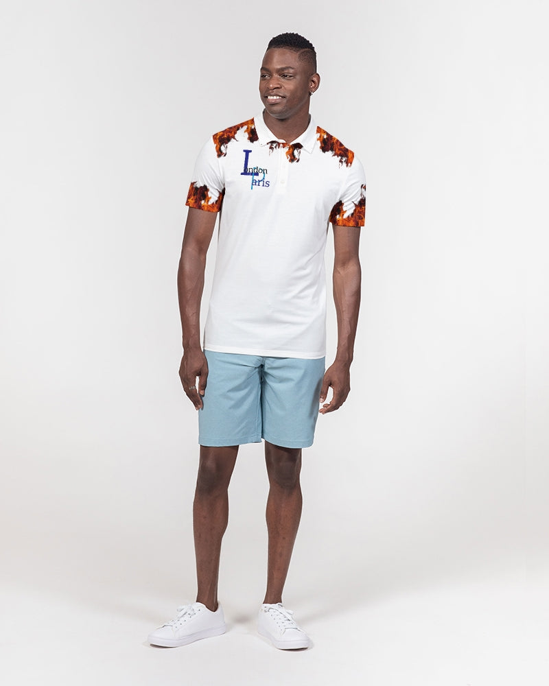 London Paris fire by Marvin Jeans and Trinity D Marvin Men's Slim Fit Short Sleeve Polo