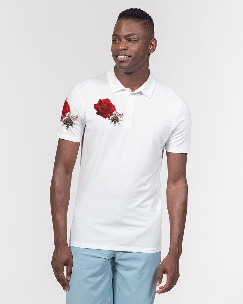 Red rose white by Marvin Jeans and Trinity D Marvin Men's Slim Fit Short Sleeve Polo