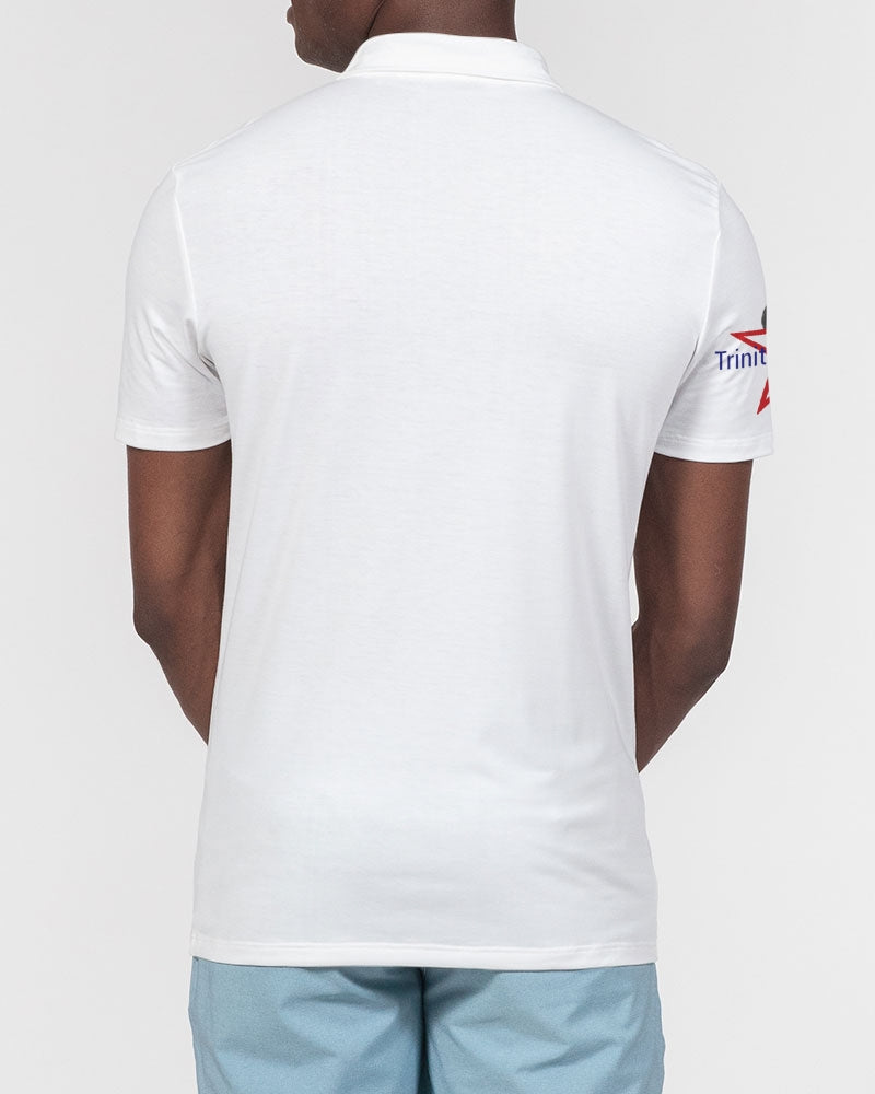 All White New-Legacy by Marvin Jeans and Trinity D Marvin Men's Slim Fit Short Sleeve Polo
