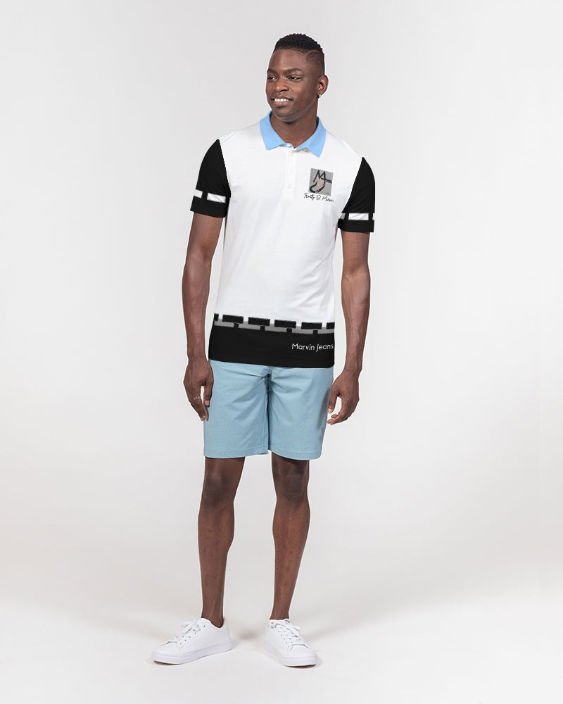 Black baby blue Men's Slim Fit Short Sleeve Polo