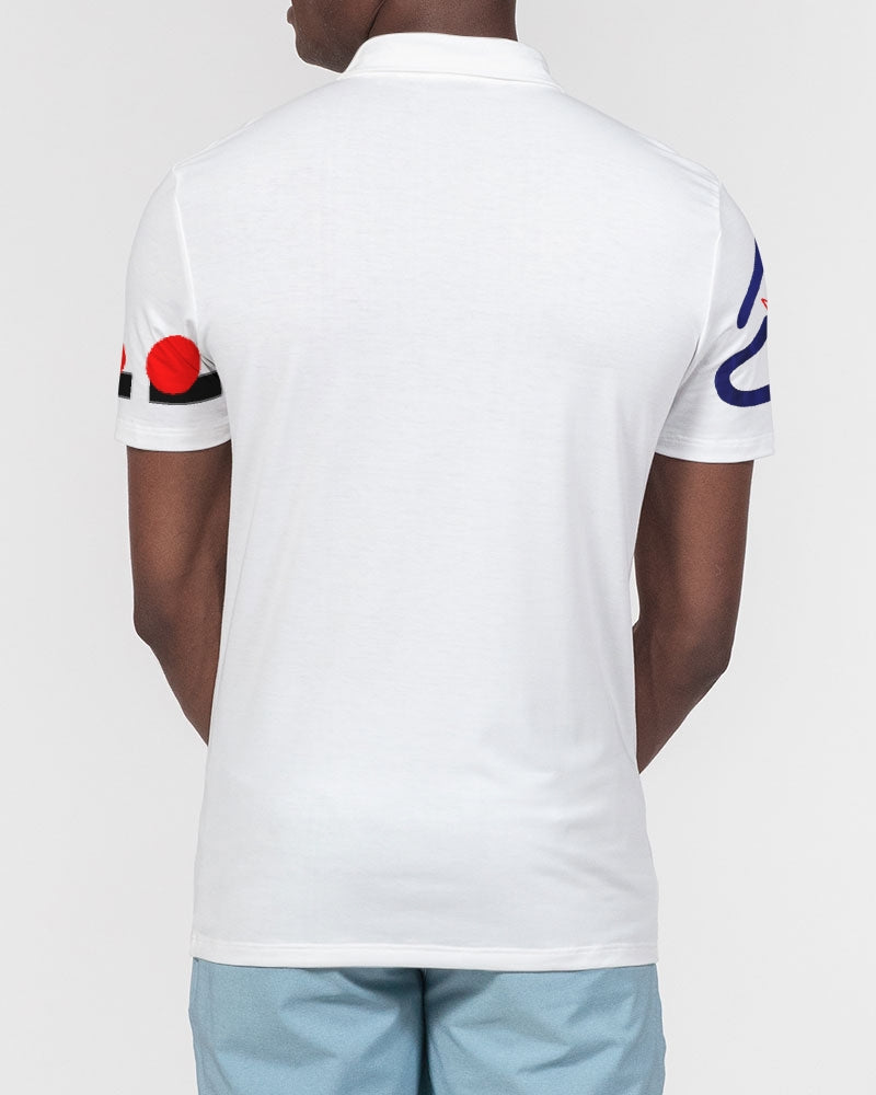 All White T.D.M by Marvin Jeans and Trinity D Marvin Men's Slim Fit Short Sleeve Polo