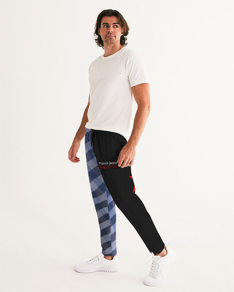 Blue stripes half black Men's Joggers