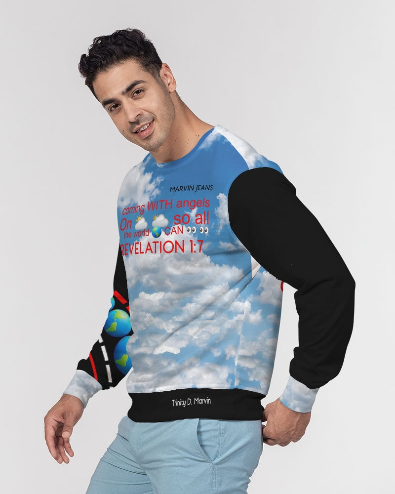 Gospel message (skydive) BY MARVIN JEANS Men's Classic French Terry Crewneck Pullover