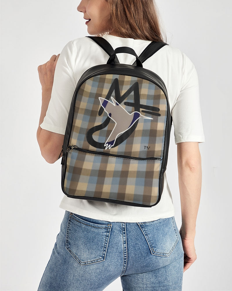 @plaids city Classic Faux Leather Backpack