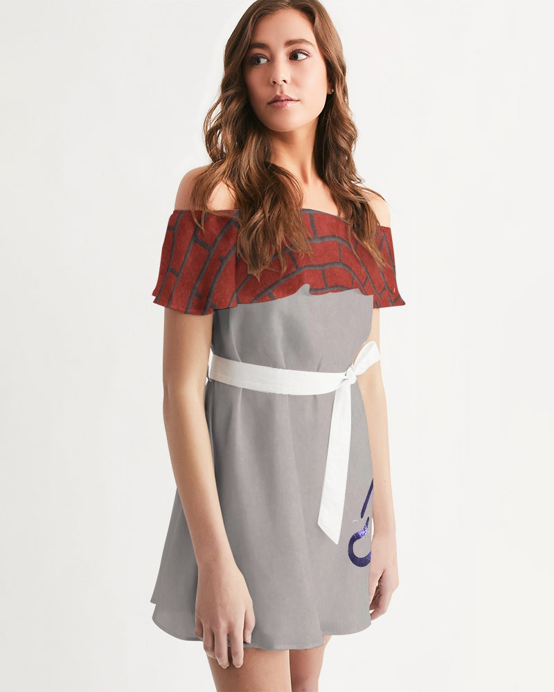 Brick city red light grey by Marvin Jeans and Trinity D Marvin Women's Off-Shoulder Dress