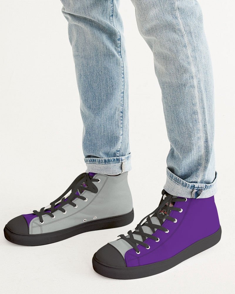 Purple light grey Men's Hightop Canvas Shoe - Black
