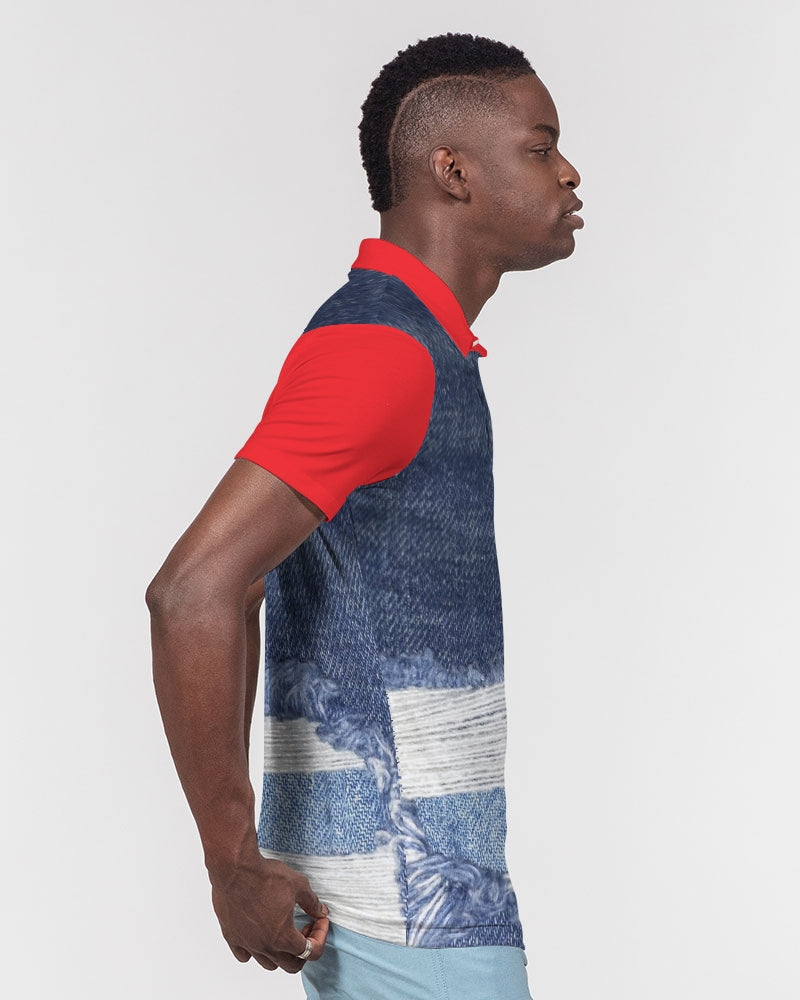 Word of Mouth denim red by Marvin Jeans and Trinity D Marvin Men's Slim Fit Short Sleeve Polo
