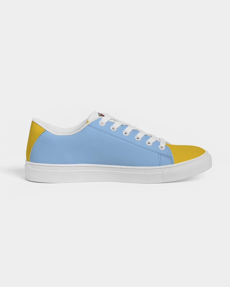 Yellow baby blue Men's Faux-Leather Sneaker