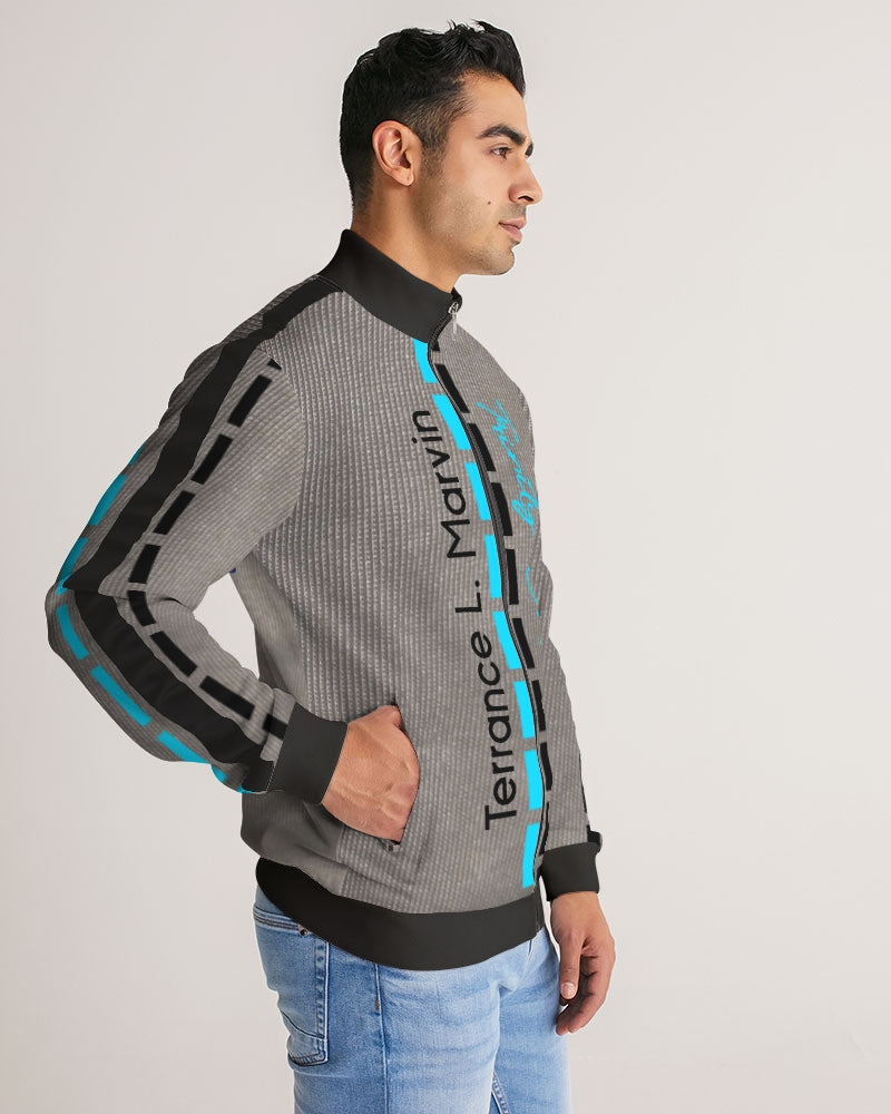 Dark grid by Marvin Jeans and Trinity D Marvin Men's Stripe-Sleeve Track Jacket