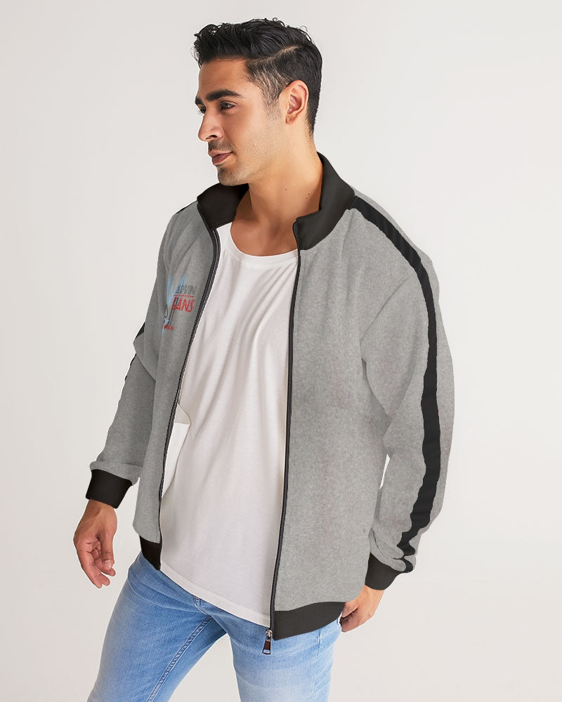 Above greatness cool grey by Trinity D. Marvin and Marvin Jeans Men's Stripe-Sleeve Track Jacket
