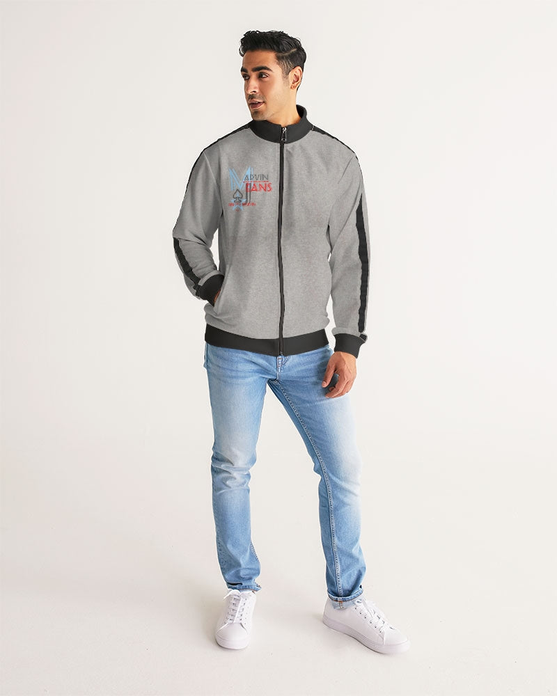 Above greatness cool grey by Trinity D. Marvin and Marvin Jeans Men's Stripe-Sleeve Track Jacket