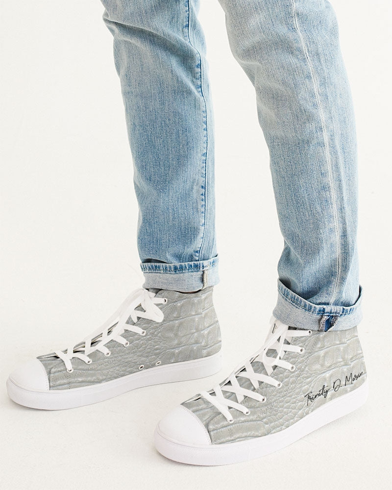 Gator white by Trinity D. Marvin Men's Hightop Canvas Shoe