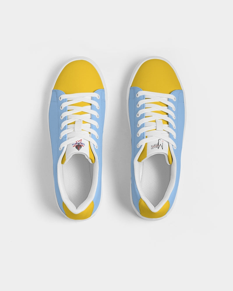 Yellow baby blue Men's Faux-Leather Sneaker