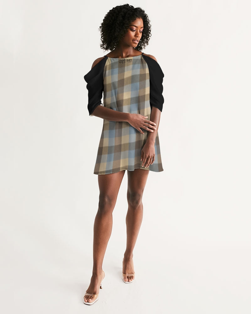 @plaids Women's Open Shoulder A-Line Dress
