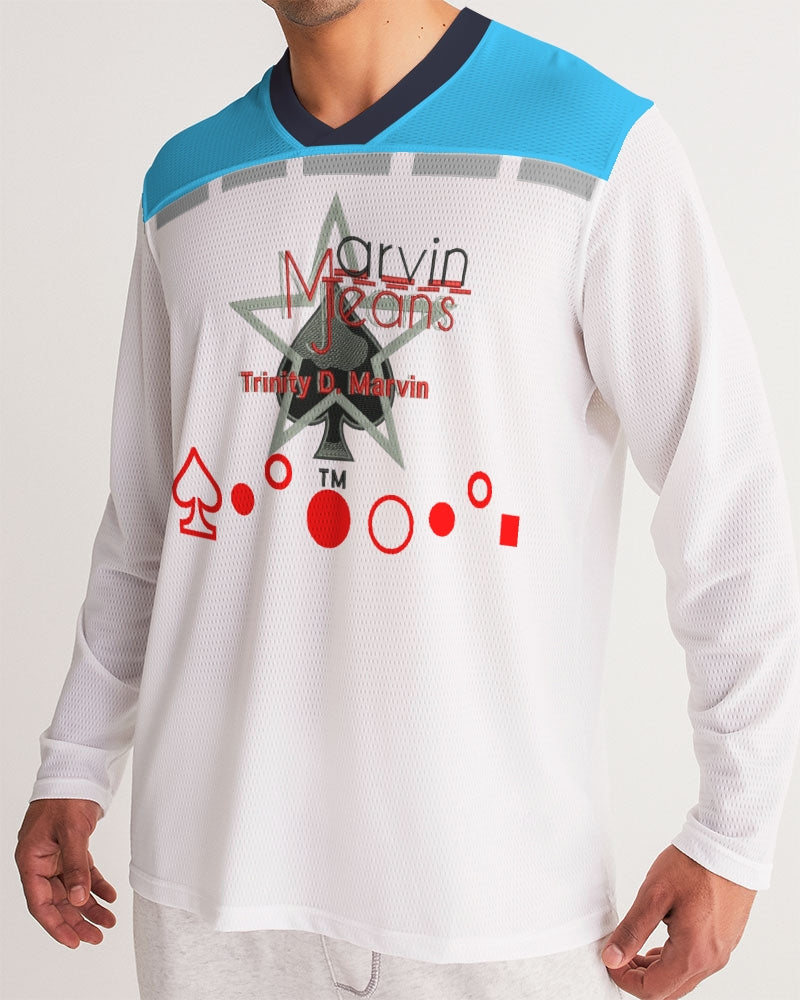 Loud blue by Marvin Jeans and Trinity D Marvin Men's Long Sleeve Sports Jersey