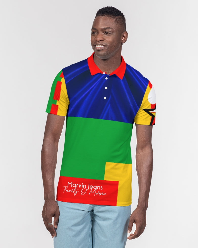 Greater Red BY MARVIN JEANS Men's Slim Fit Short Sleeve Polo