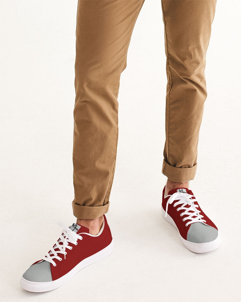 Maroon grey tip Men's Faux-Leather Sneaker